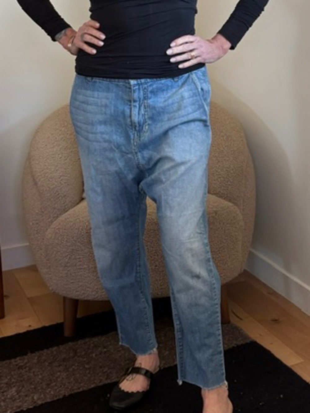 Nili Lotan drop crotch jeans .